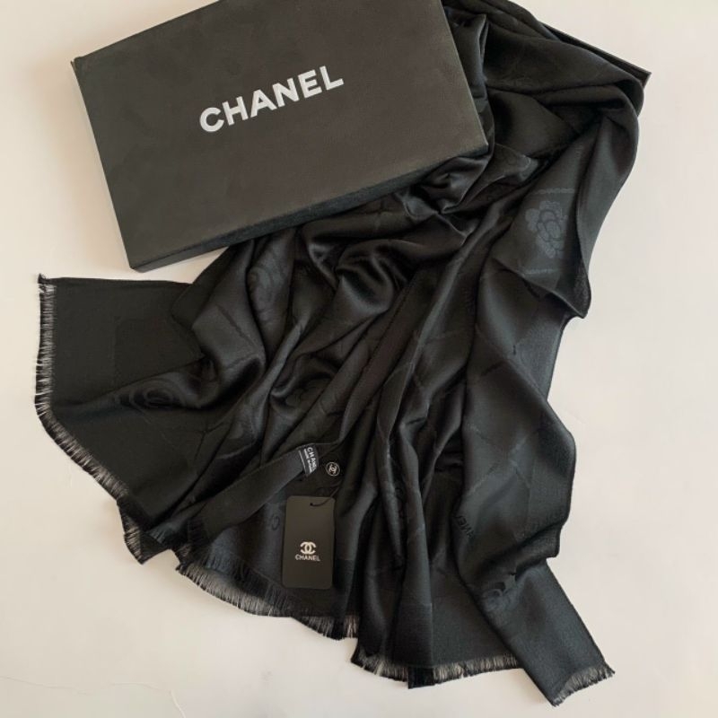 Khăn Đũi Channnel Hoa   - Khăn choàng hàng có sẵn