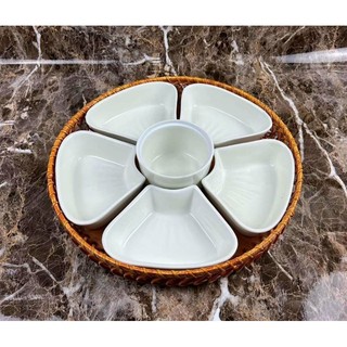 Set bát đĩa hoa mai - sứ cao cấp Bát Tràng