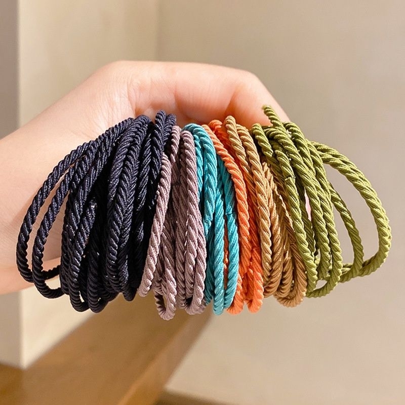 Hộp 100 thun buộc tóc nữ nhiều màu trơn cao cấp bền bỉ tiện lợi