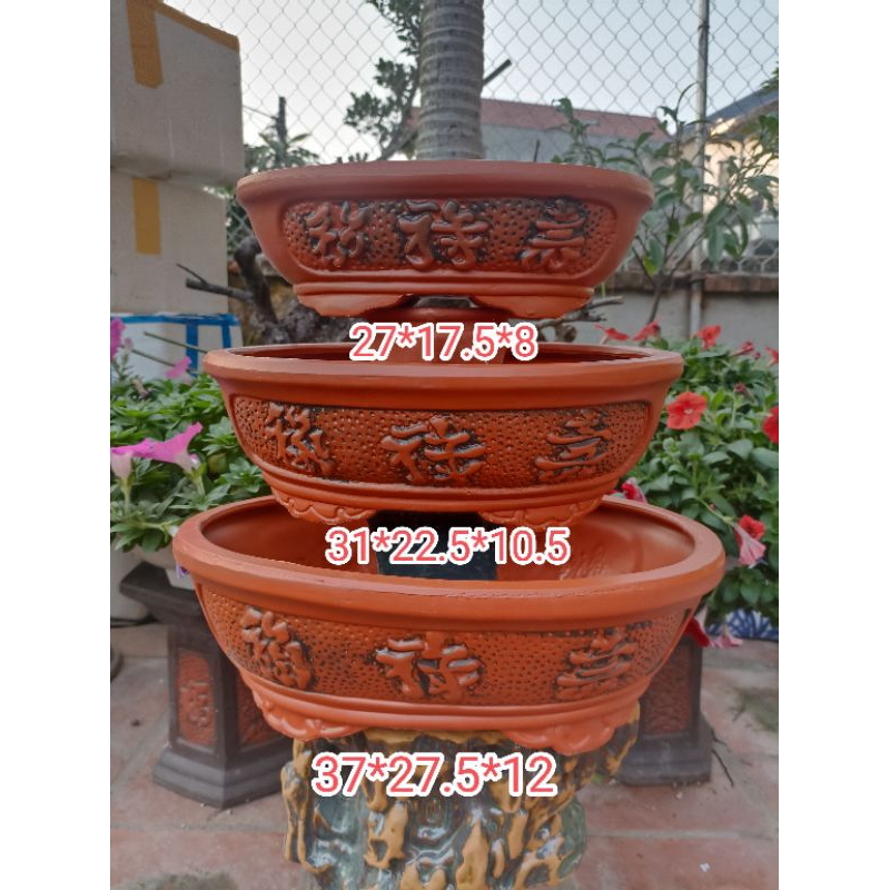 bộ 3 chậu ovan phúc lộc thọ