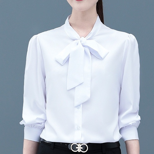 🇻🇳có sẳn hàng🇻🇳 áo sơ mi nữ kiểu dáng hiện đại cổ áo xếp nơ
