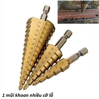 Mũi khoan bước tháp tầng nhiều kích cỡ 4 -32mm khoan nhiều kích thước khác nhau phủ titanium khoan nhựa,sắt,thép....