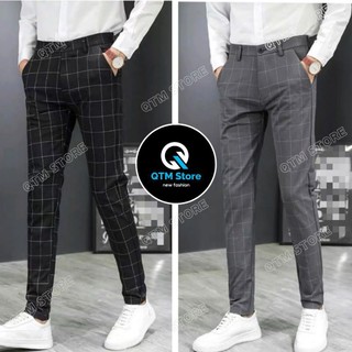 Quần dài tây âu caro, quần dài tây âu co giãn nhẹ, chất vải cotton 2 chiều, không nhăn, không phai màu