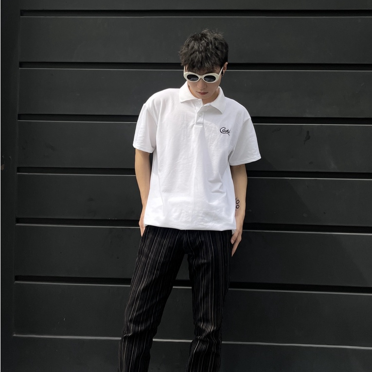 Áo Polo Cashi Unisex Nam Nữ Hợp Thời Trang, Form Rộng 100% Cotton, 2 Màu Trắng/Đen