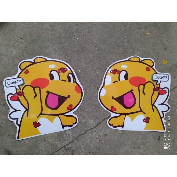 TEM HÌNH CUTE DÁN TRANG TRÍ XE Ô TÔ CỰC DỄ THƯƠNG. Tem hoạt hình dán xe. Tem sticker khủng long vàng án xe ô tô