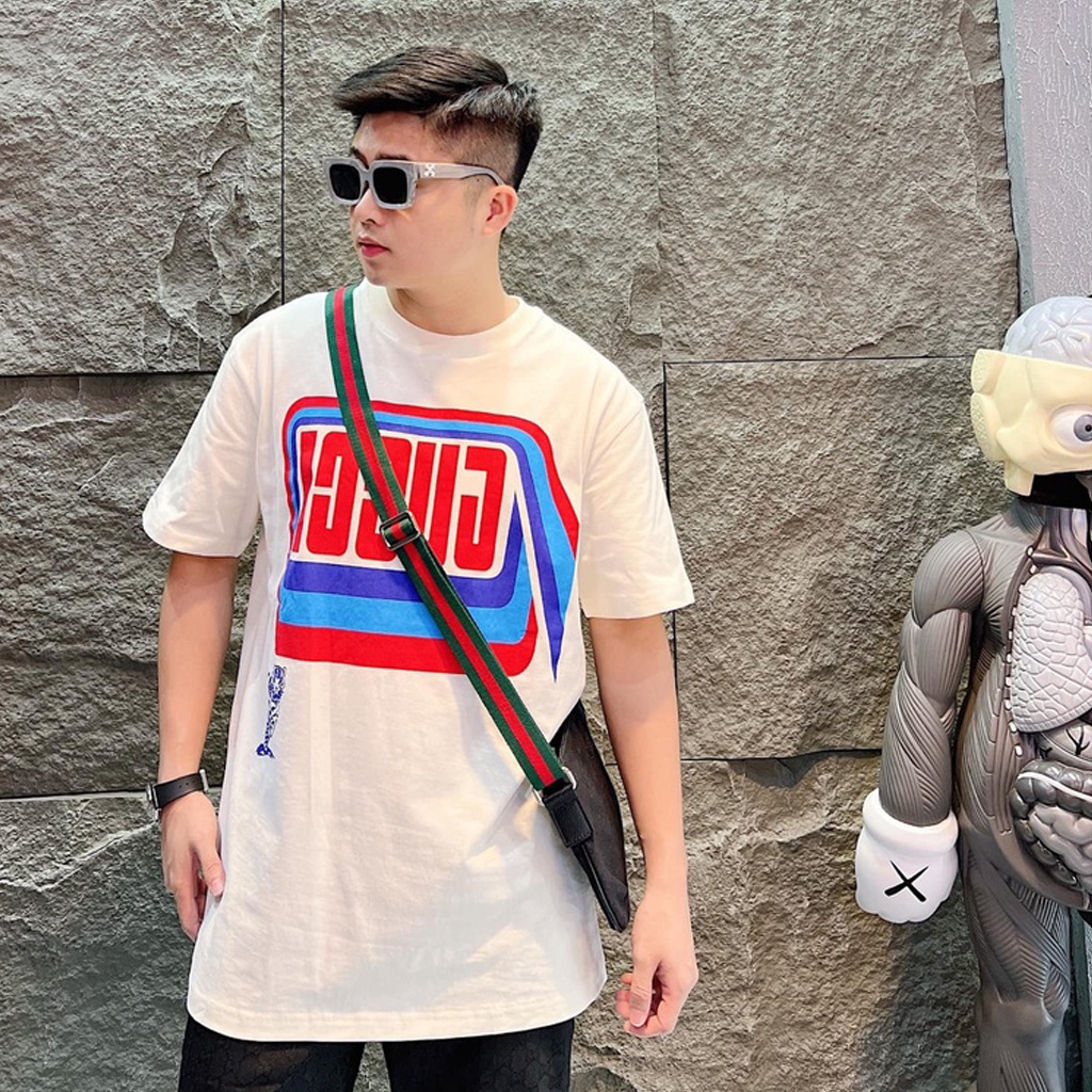 Áo phông gc In logo gc Xanh Đỏ vuông, Áo thun GC form rộng tay lỡ Nam Nữ unisex co dãn 100% cotton thấm hút mồ hôi