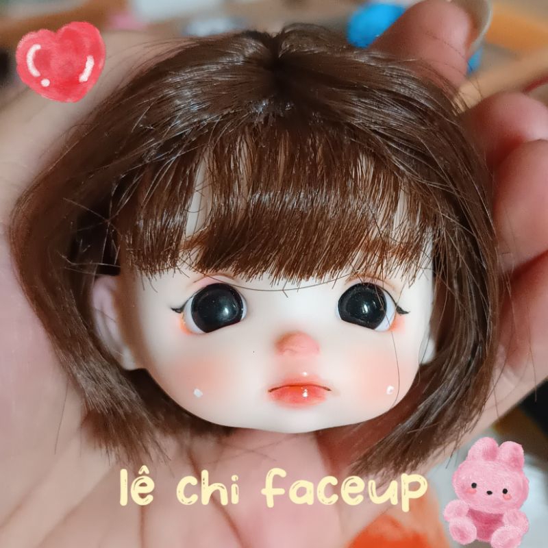 Head baboliy đã faceup, OB11 1/8 Fu theo yêu cầu, wig tóc riêng. Búp bê 1/8 16cm