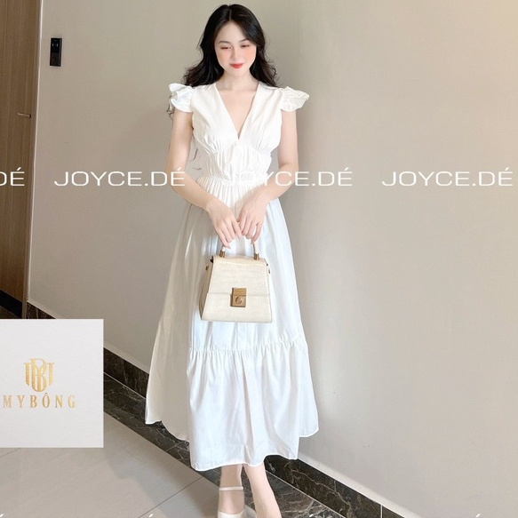 Đầm maxi dáng dài chun eo cộc tay cánh tiên váy 2 tầng 4 màu mềm mại
