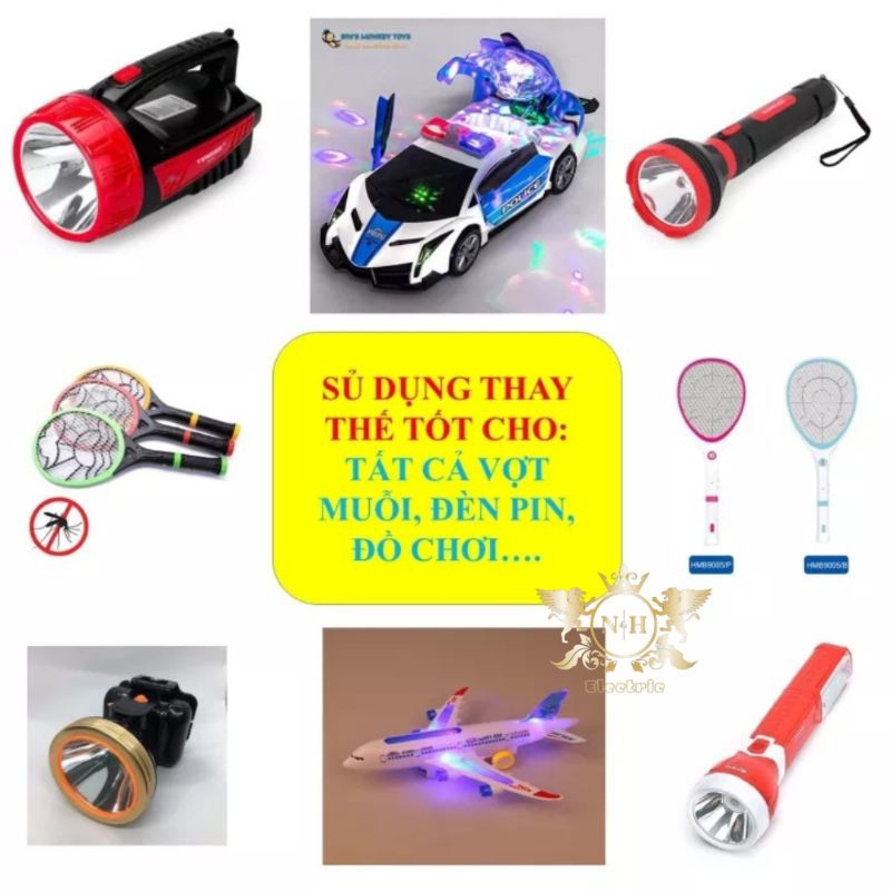 Pin vợt muỗi 4V 4.2V thay thế pin đèn led, đèn pin, đồ chơi