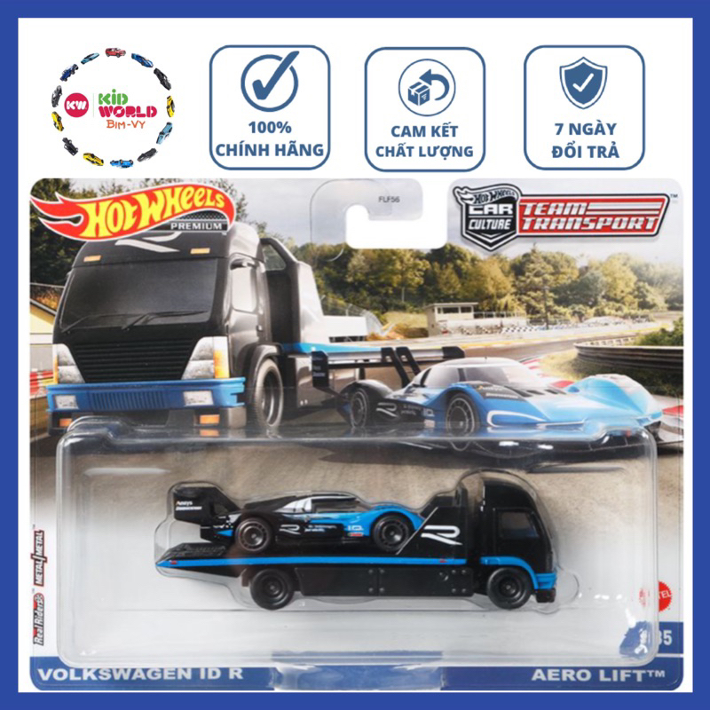 Xe mô hình Hot Wheels Car Culture Team Transport Pack Volkswagen ID R Aero Lift GRK69, bánh cao su.