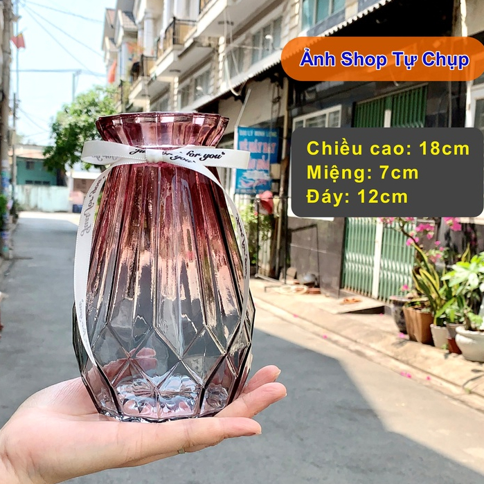 Lọ hoa, bình hoa thủy tinh TRUMPET 18-20CM , lọ hoa để bàn, lọ hoa trang trí QHOUSE