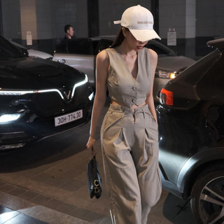 Set Bageo áo vest gile mix quần ống suống chéo cạp 𝑮𝒊𝒔𝒆𝒍𝒍𝒆 𝑺𝒆𝒕 TKCC