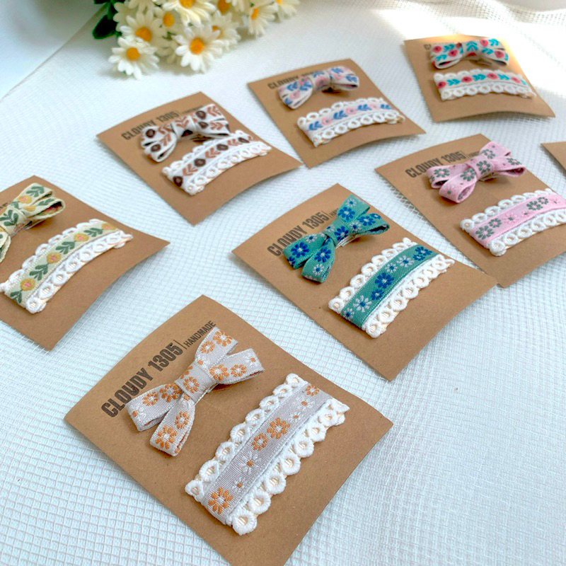 Set 2 kẹp tóc handmade 2 phong cách dễ thương
