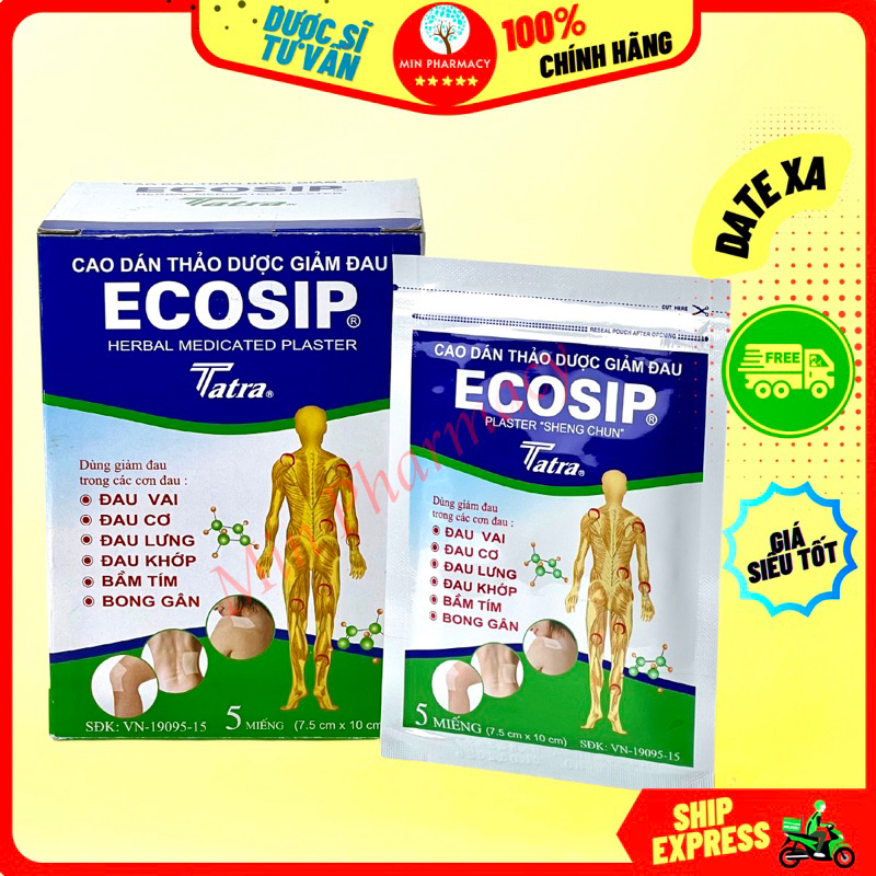 Cao dán Ecosip Cool giảm đau cơ xương khớp gói 5 miếng -  Minpharmacy