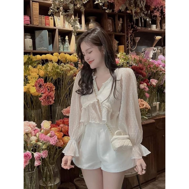 Áo ren bi bánh bèo 3 màu Amineyshop