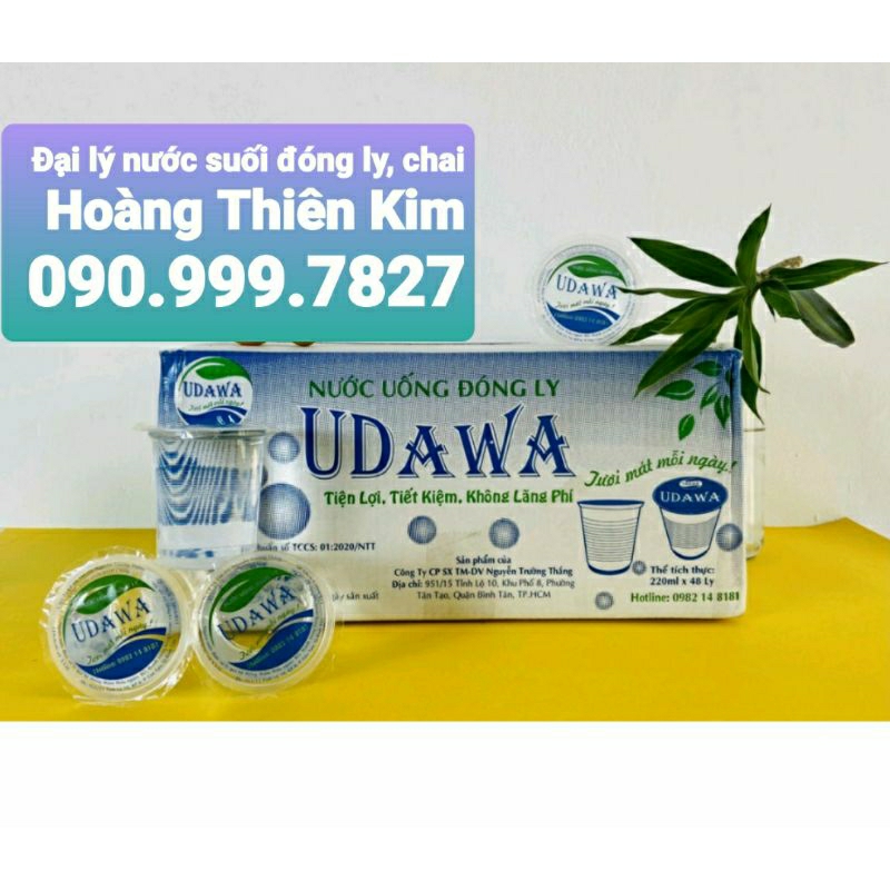 Nước Suối Đóng Ly UDAWA 220ml/ 48 ly / 1thùng kèm ống hút .