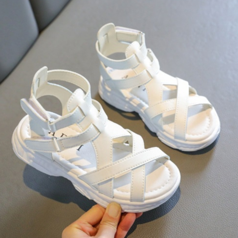 Sandal Dây Đan Chéo Cao Cổ Khoá Dán  Phong Cách Thời Trang Năng Động Cho Bé Gái 5-14 Tuổi