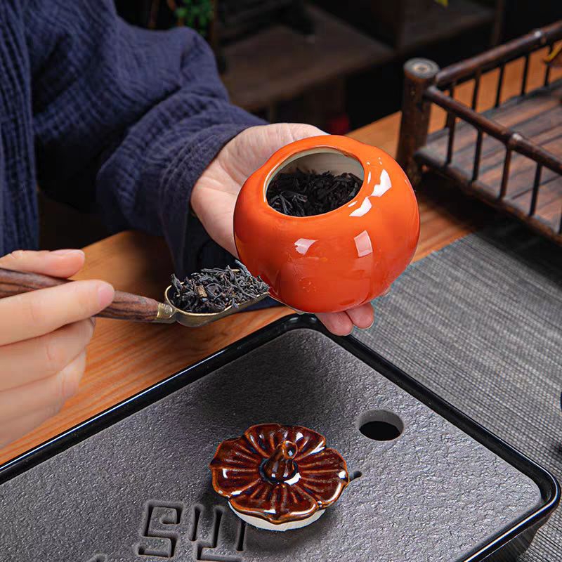 [có sẵn] Hũ đựng trà bằng sứ, Quả hồng sứ hottrend đựng hạt, gia vị nắp kín tiện lợi, quà tặng ý nghĩa