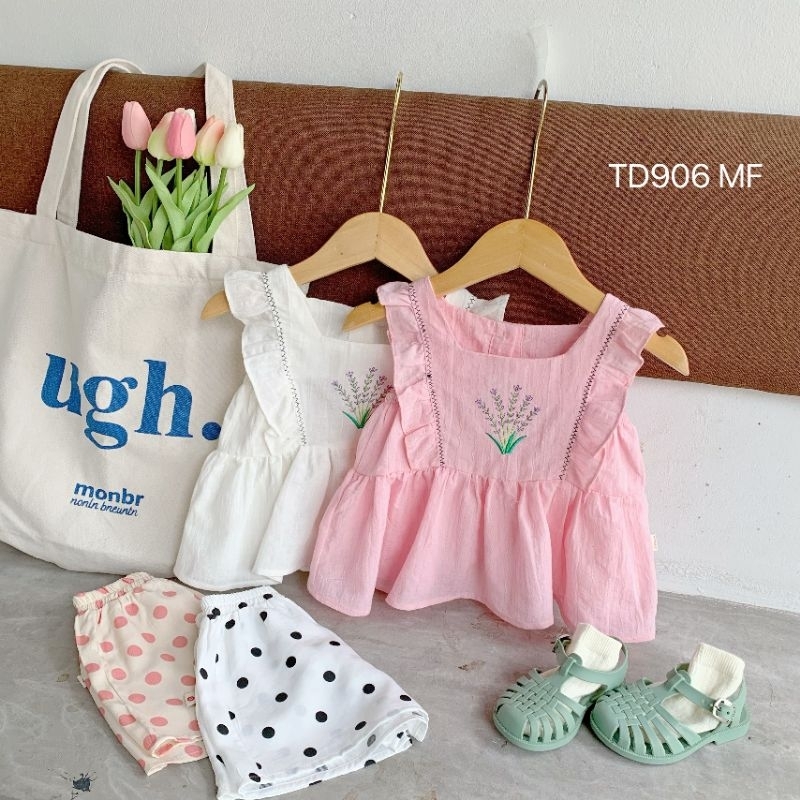 Set bộ bé gái áo babydoll quần đùi chất vải mềm mịn size 8-20kg