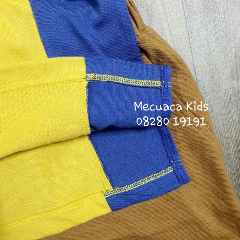 Bộ cộc tay cotton quần túi hộp phối 3 màu xuất Hàn cho bé trai