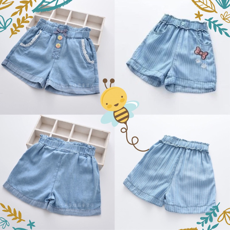 Quần short jeans giấy bé gái chất mềm mát