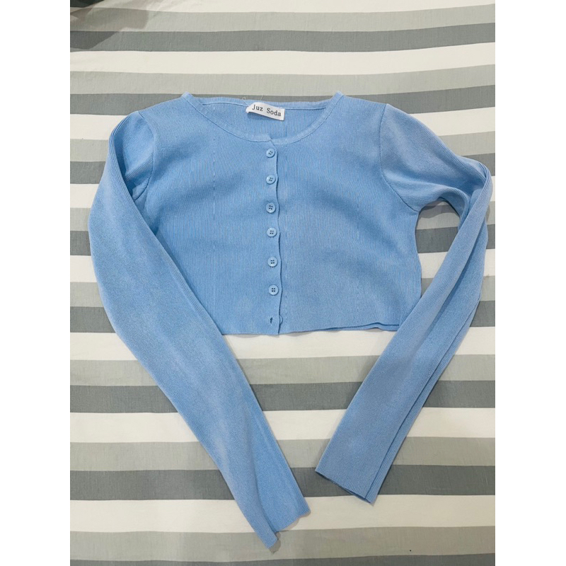 Áo cardigan dáng ngắn xanh_đen