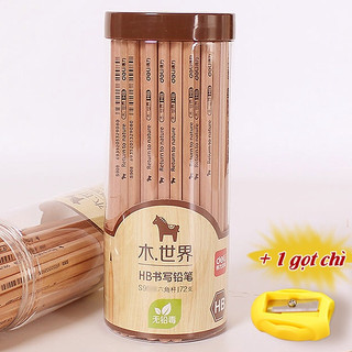 Hộp 50 chiếc Bút chì gỗ Deli HB màu đậm Tặng 1 gọt chì tiện lợi