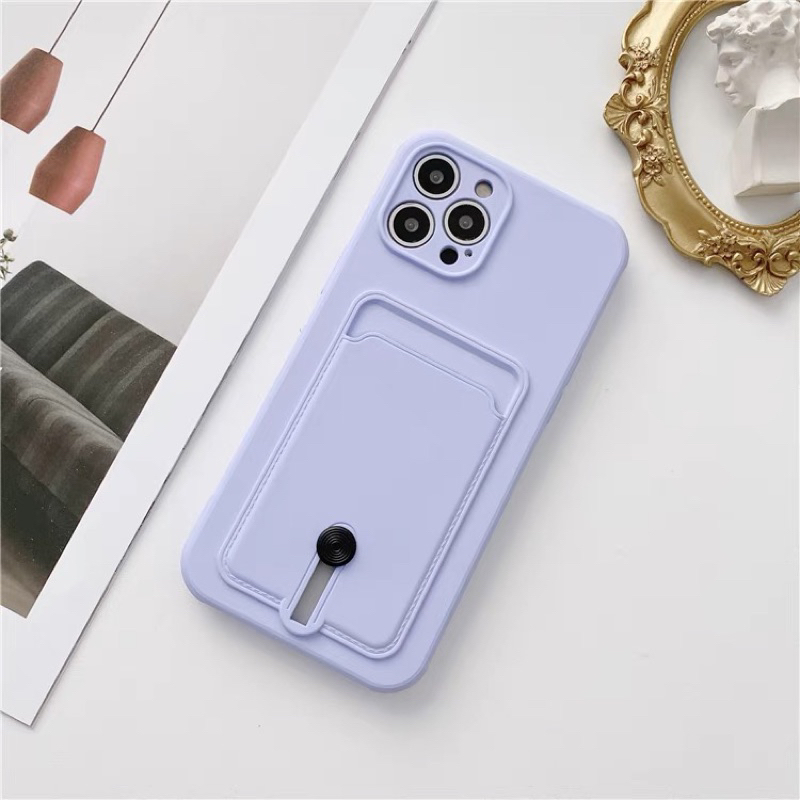 Ốp iphone tím ngăn đựng thẻ. Bảo vệ camera