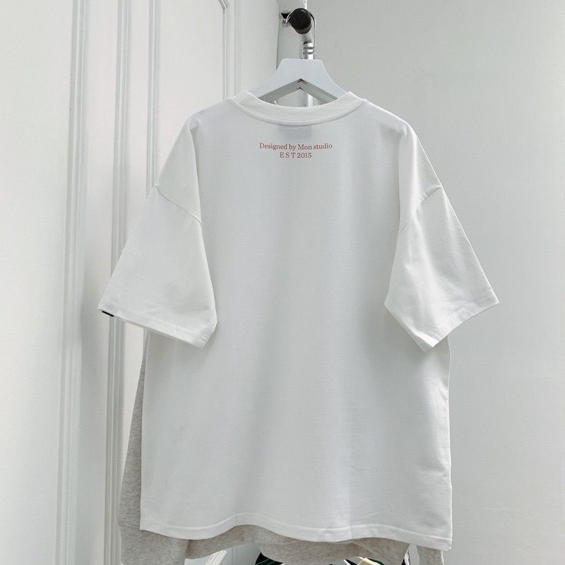 PASS TEE MONSTUDIO MÀU TRẮNG 99%