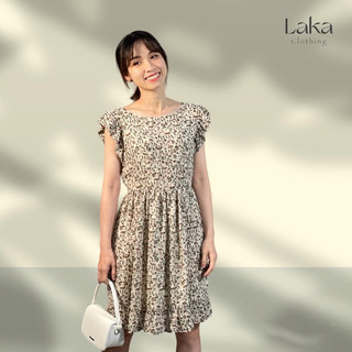 LAKA CLOTHING - Đầm hoa nhí kiểu Hàn Quốc tay cánh tiên thiết kế
