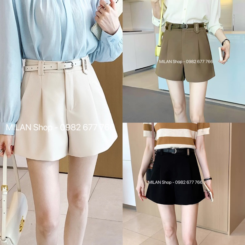 Quần short vải kèm đai new hot