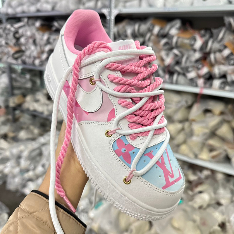 Giày thể thao Af1 Lv hồng trắng phiên bản cao cấp 2023