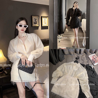 Set váy đầm bling bling áo sơ mi cánh dơi + chân váy ngắn lông thỏ, bling bling kim tuyến óng ánh đi quẩy,đi bar đi tiệc
