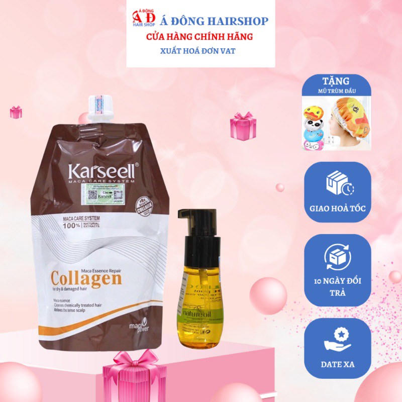 Mua ủ tóc Karseell Collagen chính hãng tặng tinh dầu Nature Collagen Repair Oil 60ml