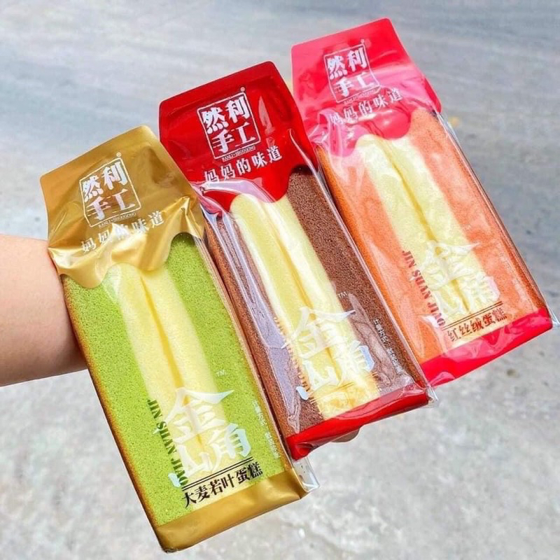 🎁FREE SHIP🎁 Bánh Bông Lan Tam Giác 3 Vị Socola Matcha Dâu Date Mới