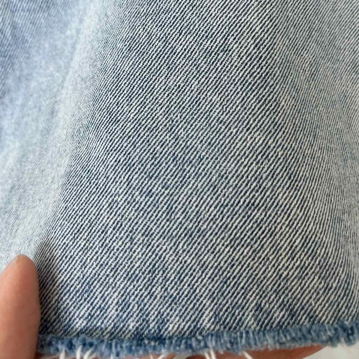 Quần short jean lưng cao xanh nhạt lai thô - Q836