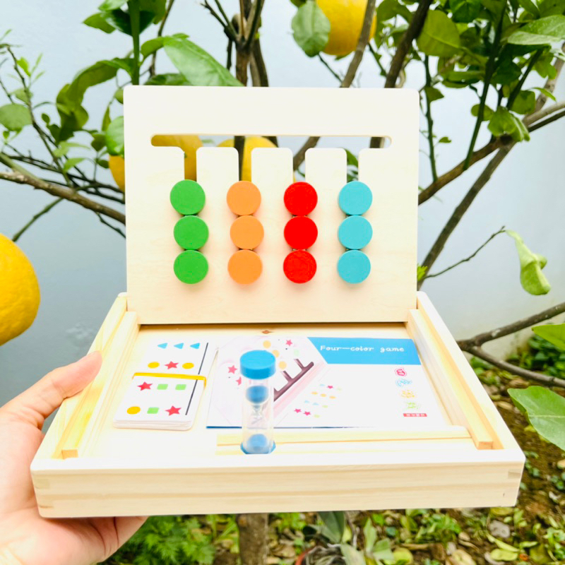 Bảng logic chấm tròn rèn tư duy màu sắc hình khối cho bé