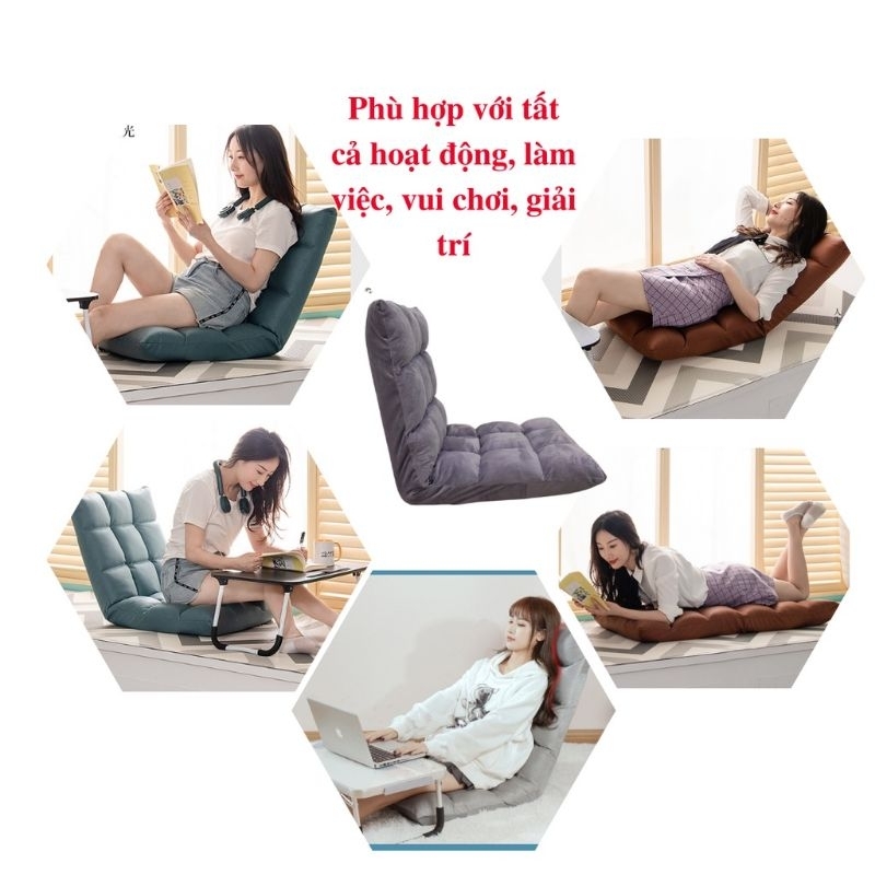 Ghế Lười, ghế tựa lưng 5 cấp độ chống mỏi lưng vải nhung khung sắt chịu tải 180kg | BigBuy360 - bigbuy360.vn