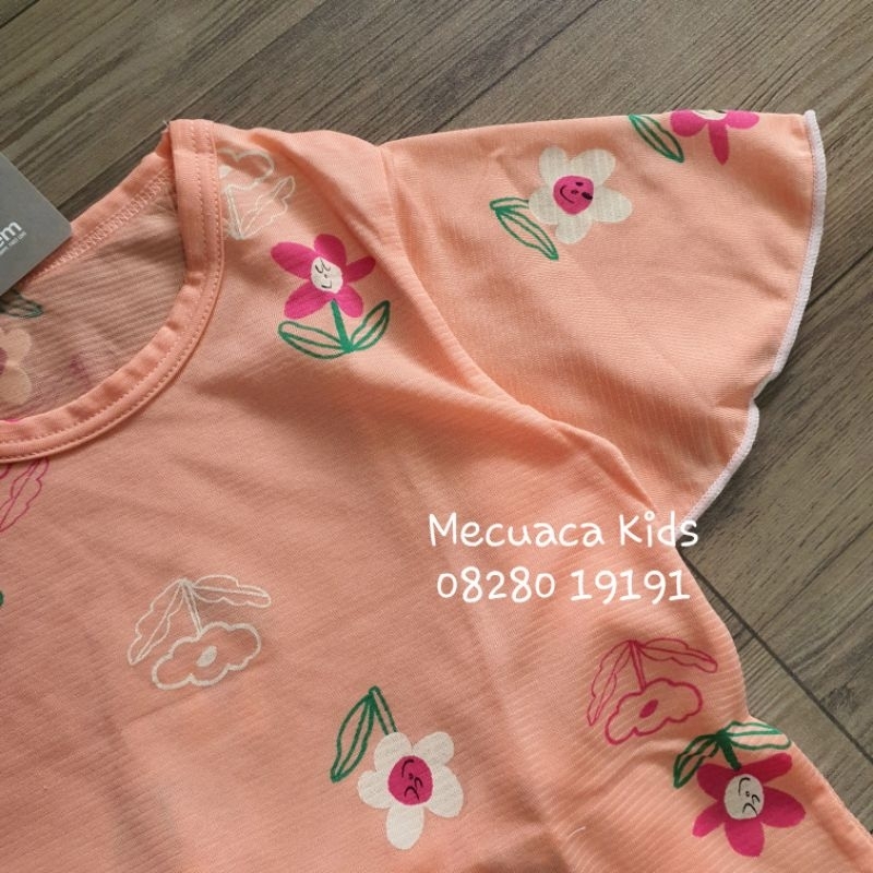 100-150 Bộ cộc tay thun co giãn siêu mềm nhẹ vải xuất Hàn màu cam cho bé gái