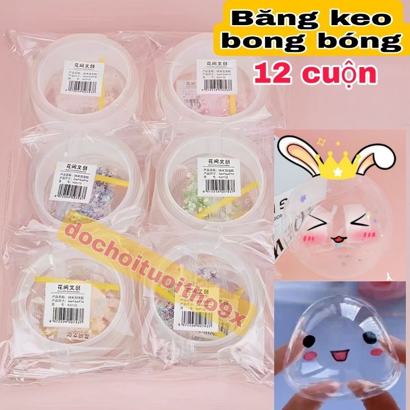 Set 12 cuộn băng keo làm bong bóng , DIY đồ chơi thủ công sáng tạo