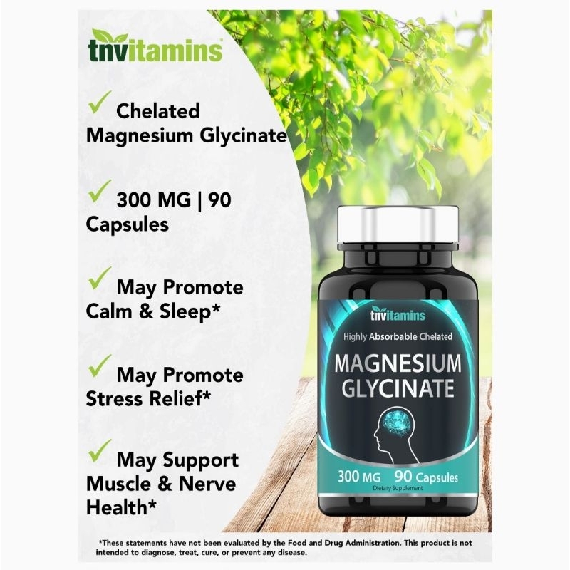 Viên Uống Magnesium Glycinate 300mg Tăng Cơ, Ngủ ngon, Khỏe Tim, Cân Bằng Cảm Xúc tnvitamins