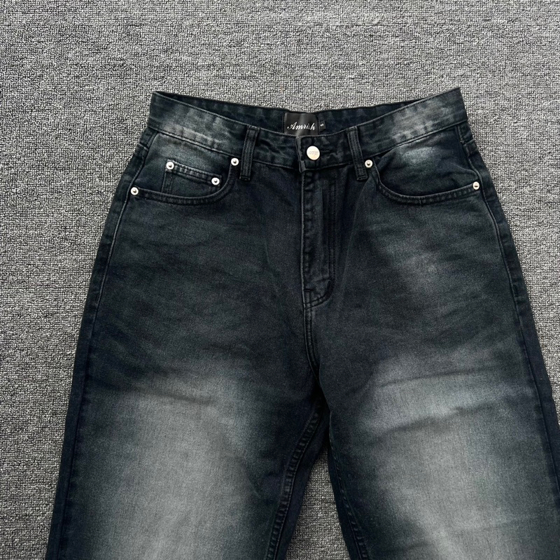 Wide Leg Baggy Jeans - Stone Black