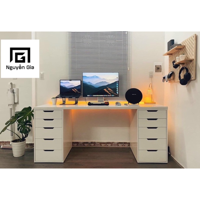 bàn làm việc Ikea, Bàn nhiều hộc tủ đựng đồ | BigBuy360 - bigbuy360.vn
