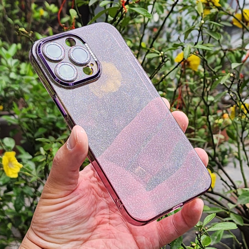 Ốp lưng Meruyi trong ánh nhũ bảo vệ camera cho iPhone 14 Pro max, 14 Pro, 13 Pro max, 12 Pro max siêu lấp lánh nổi bật