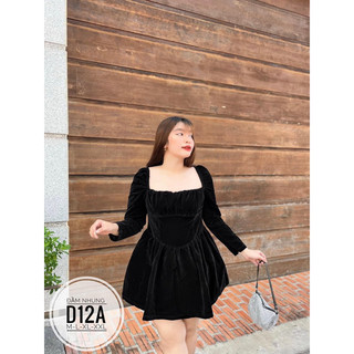 Đầm nhung cổ vuống D12A