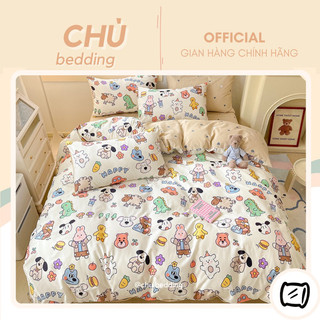 Bộ chăn ga gối chất liệu Cotton 100%: màu tím