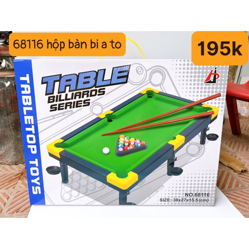 (LOẠI TO) Bàn Bi A Mini – Bàn Bida Mini Cỡ Lớn 38x27x15,5cm Cho Bé Nhiều Kích Cỡ, Đầy Đủ Phụ Kiện