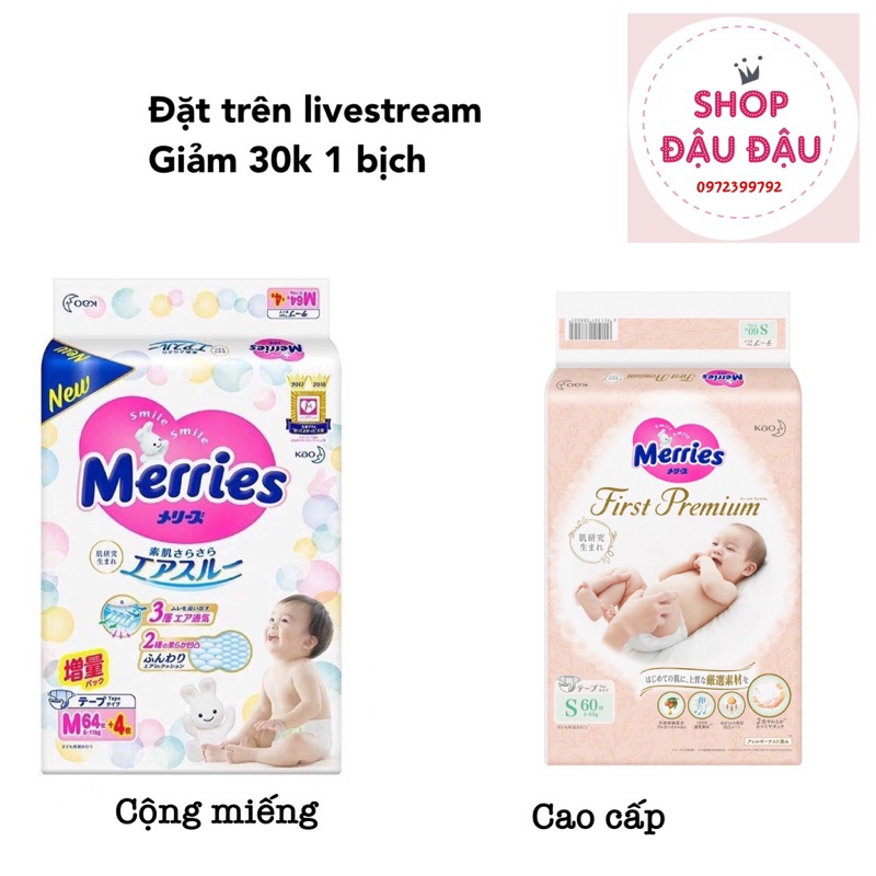 Tã/bỉm quần/dán Merries nội địa Nhật NB96/S88/M68/L58/M64/L50/XL44/XXL28