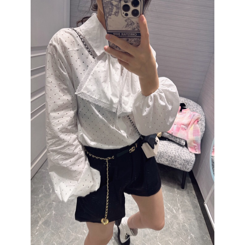 Áo sơ mi nữ tay phồng mẫu mới 2023 CN Channel thời trang cao cấp