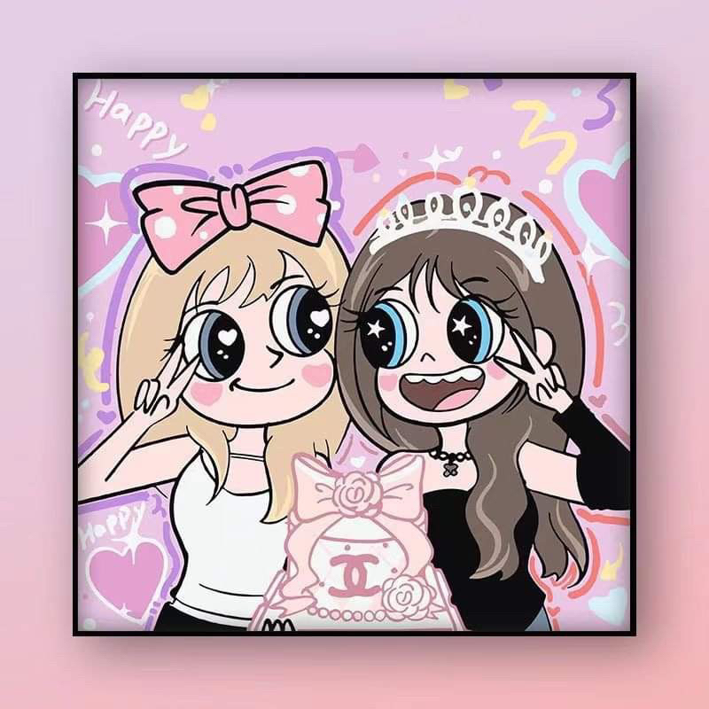 HÀNG CÓ SẴN Tranh đính đá 5D tự làm hoạt hình cô gái đáng yêu tự chọn 30*30cm